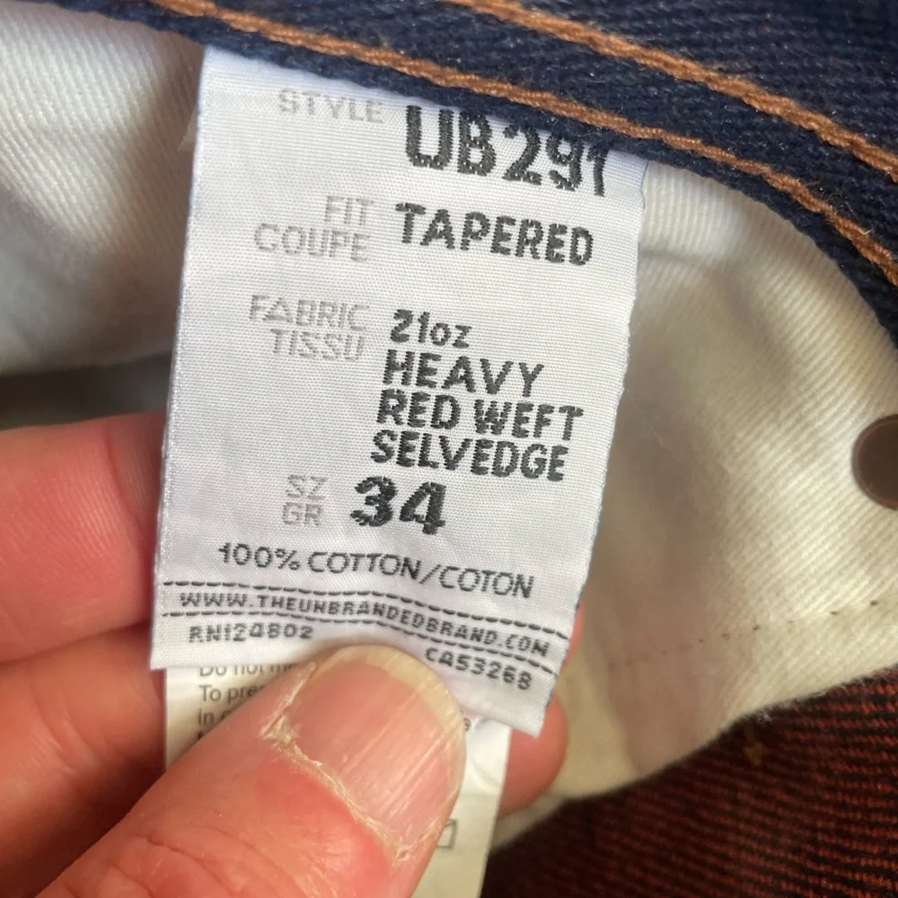 Unbranded UB291 Tapered selvedge denim Size 34 - Picture 3 of 13